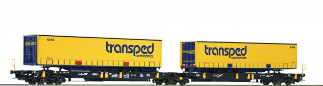 Articulated intermodal car Wascosa loaded with 2 trailers  Transpeed<br /><a href='images/pictures/Roco/226540.jpg' target='_blank'>Full size image</a>